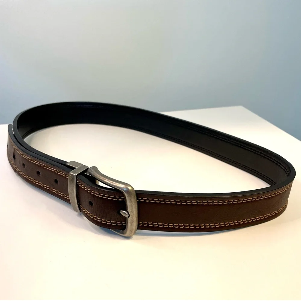 Brown & Black Double Sided Leather Dress Belt
